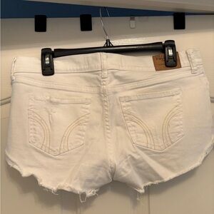 Hollister White Jean Shorts Distressed Frayed Hem